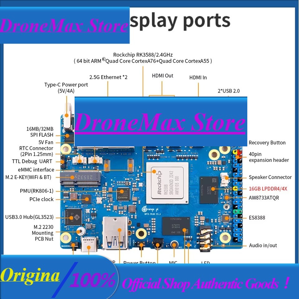 DroMaRockchip Single Board RK3 - Orange Pi 5 Plus 32Gb recensie en prijs